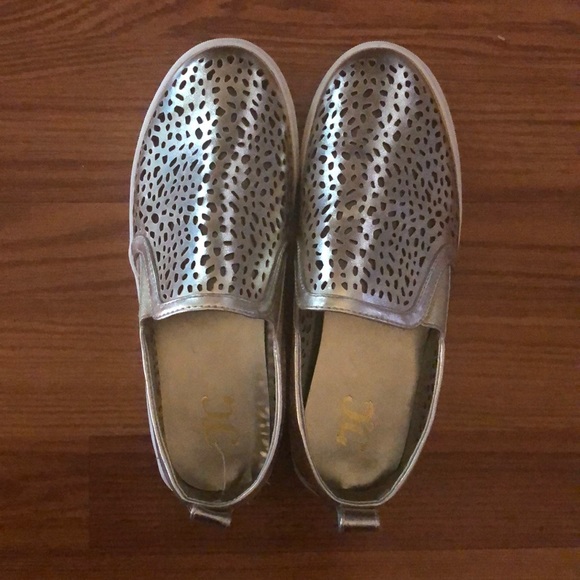 Gold Slip-on Sneakers (size 8) - Picture 1 of 2